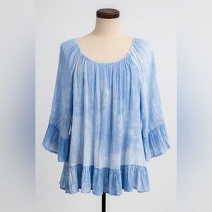 Hannah Sky Blue Flowy Blouse 3X